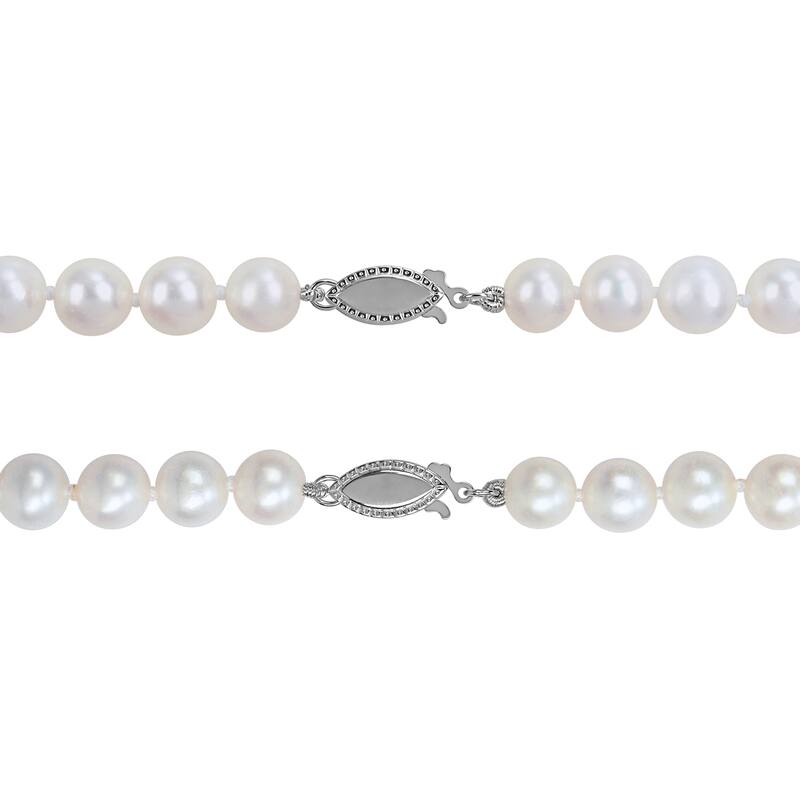 Miadora Cultured Freshwater Pearl Necklace and Bracelet Set in Sterling Silver