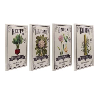 Elements Set of 4 Seed Wall Decor in White