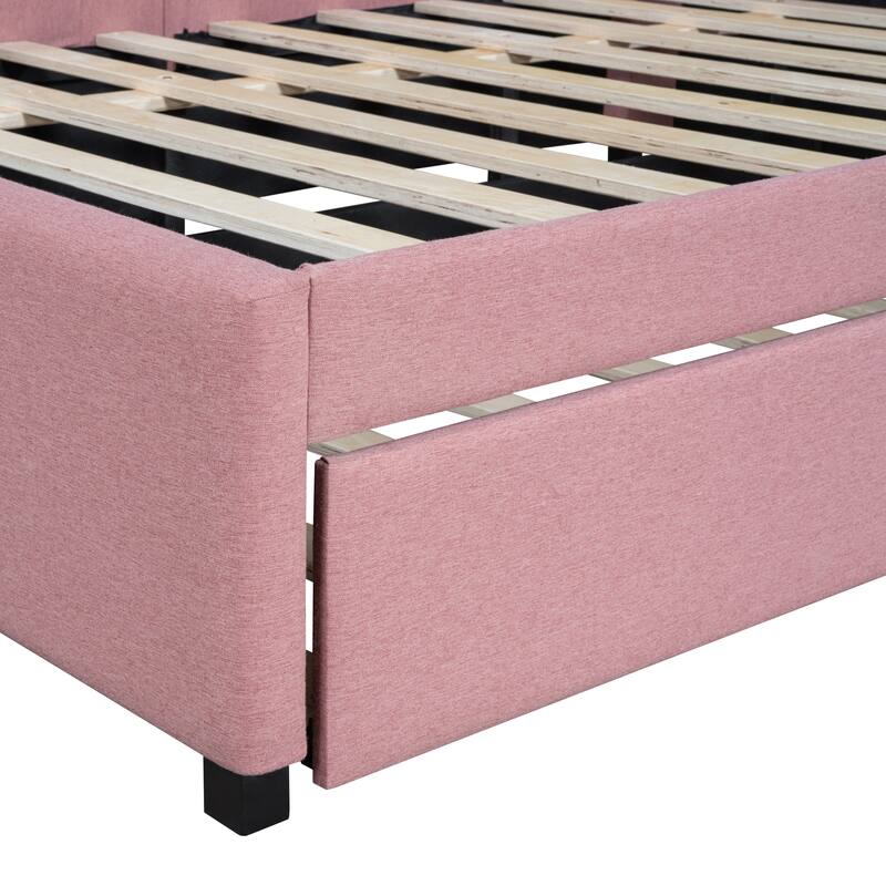 Full Size Upholstered Daybed with Two Storage Drawers