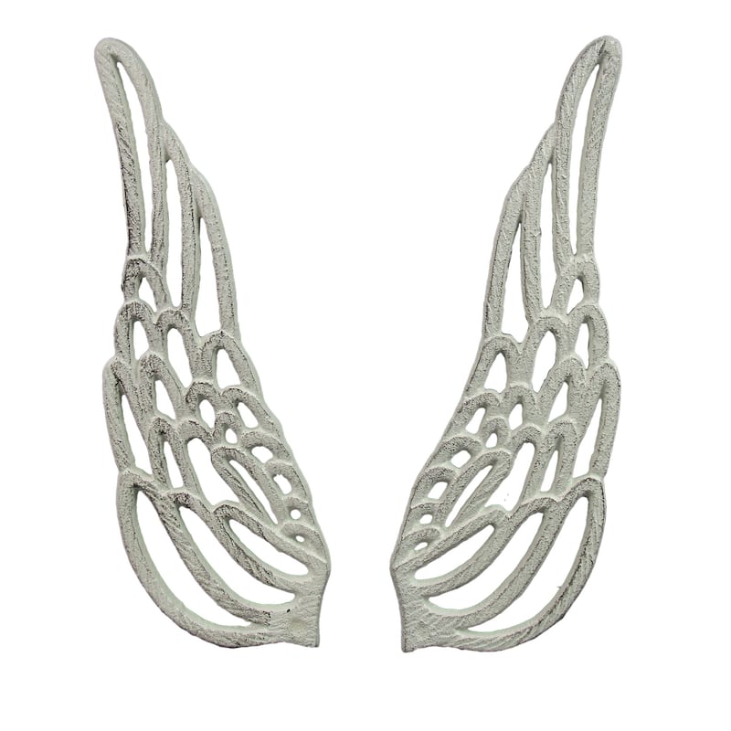 Antique Cast Iron Set Of Angel Wings Wall Sculpture Rustic Home Decor