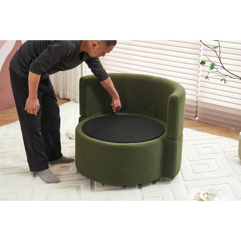 360° Swivel Chair with Storage and Throw Pillows