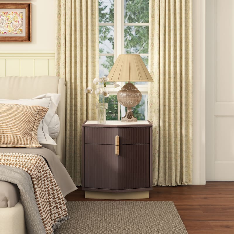 Christopher Knight Home - Silvio Nightstand with Manufactured Wood and Prism Silhouette