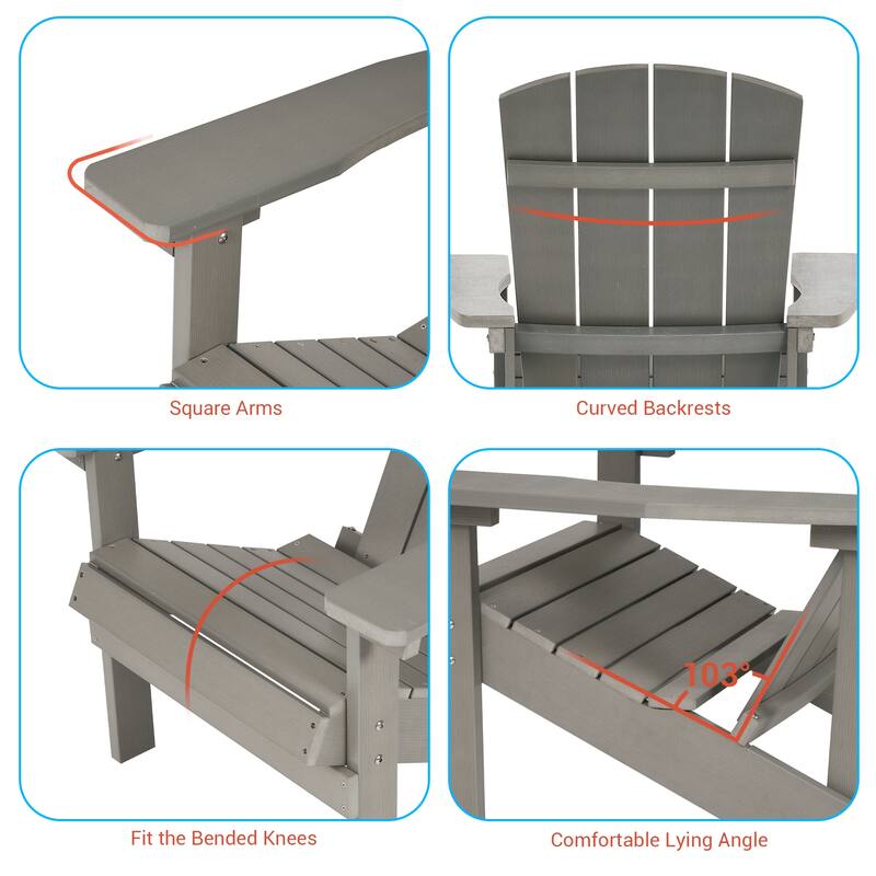 BONOSUKI Patio Adirondack Chair with Cupholder,Weather Resin-Set of 2