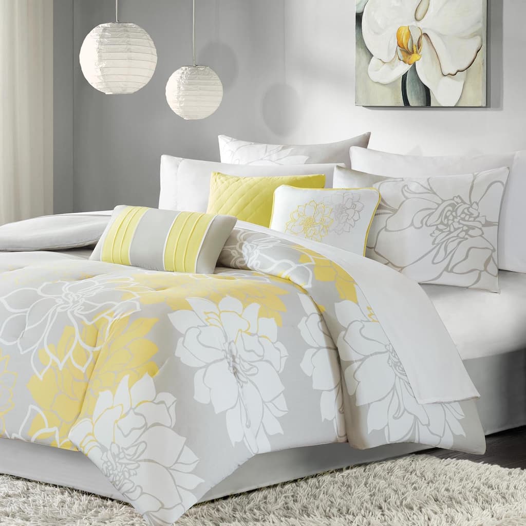 GDF Studio - Lola Printed Cotton Sateen Comforter Set with Decorative Pillows