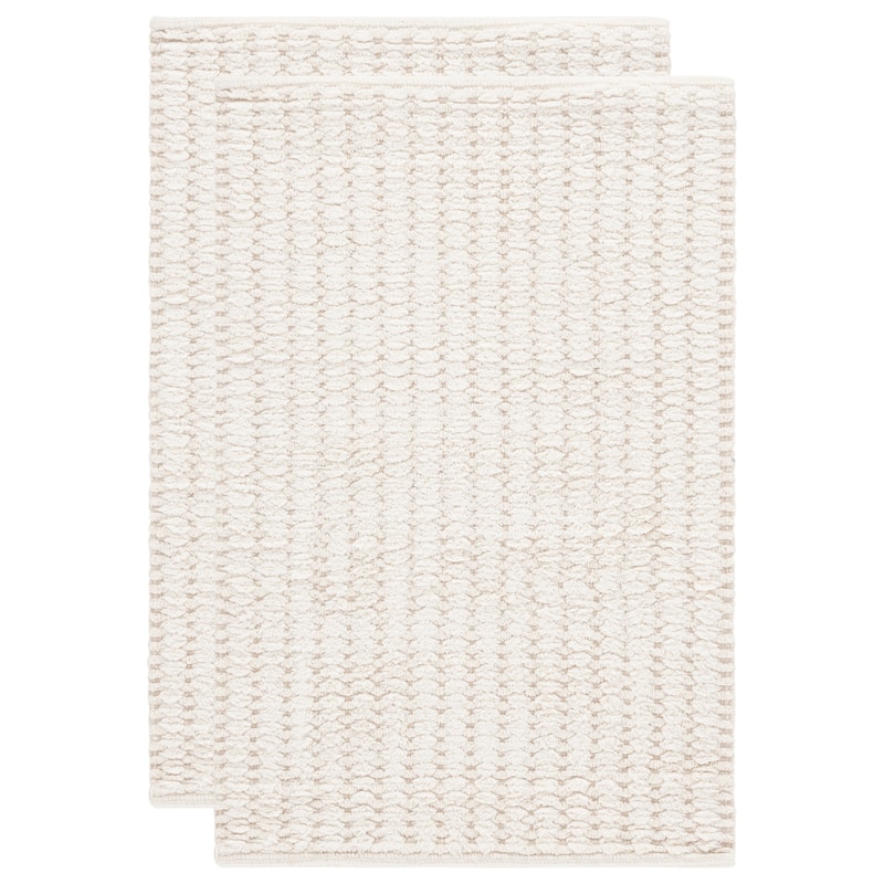 SAFAVIEH Home Oliva Textured Hatched 32"L x 20"W Bathmat Set of 2 - Ivory