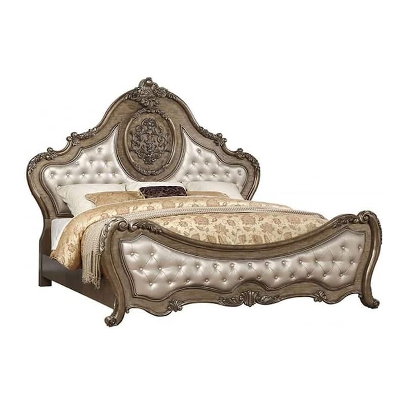 Traditional Elegant Style Queen Size Arched Panel Bed, Brown