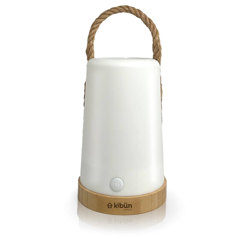 Kibun by Bulbrite Groove Cordless LED Outdoor Table Lamp with Dimmer, Built-in Rechargeable Battery, 3-Level Brightness, White