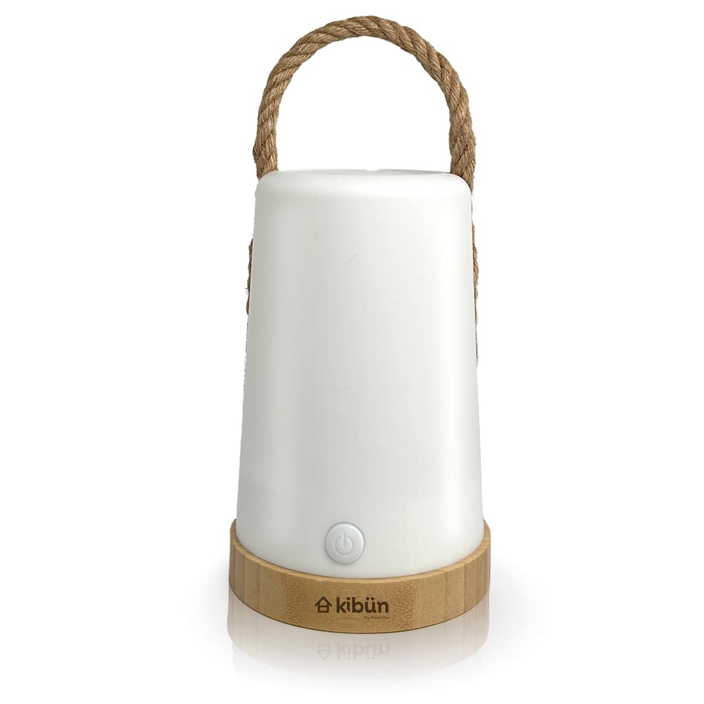 Kibun by Bulbrite Groove Cordless LED Outdoor Table Lamp with Dimmer, Built-in Rechargeable Battery, 3-Level Brightness, White