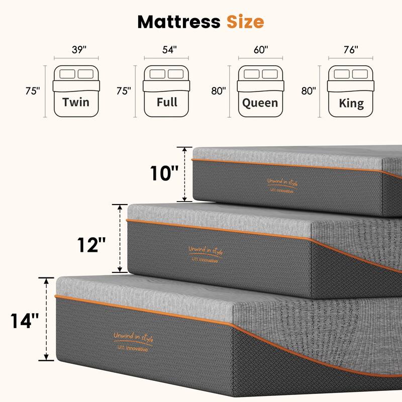 Full Size Mattress, 12 Inch Memory Foam Mattress, Fiberglass Free, Breathable Cooling Layers, Certified Safe Materials