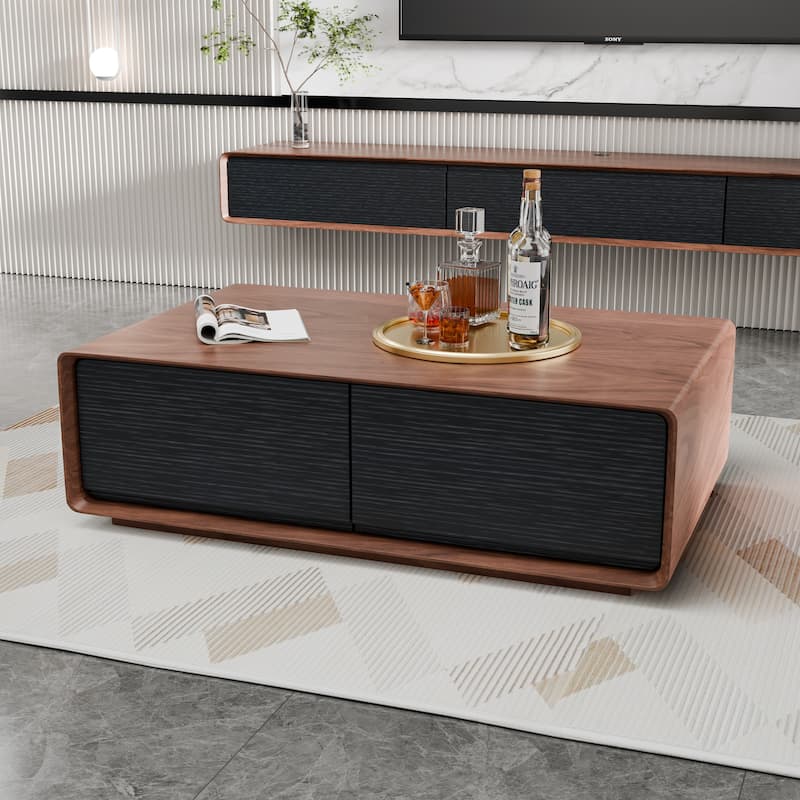 Modland 47" Handmade Modern Coffee Table with 4 Drawers & Rounded Corners - 47.24