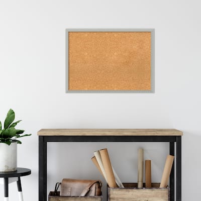 Silver Leaf Wood Framed Natural Corkboard Bulletin Board