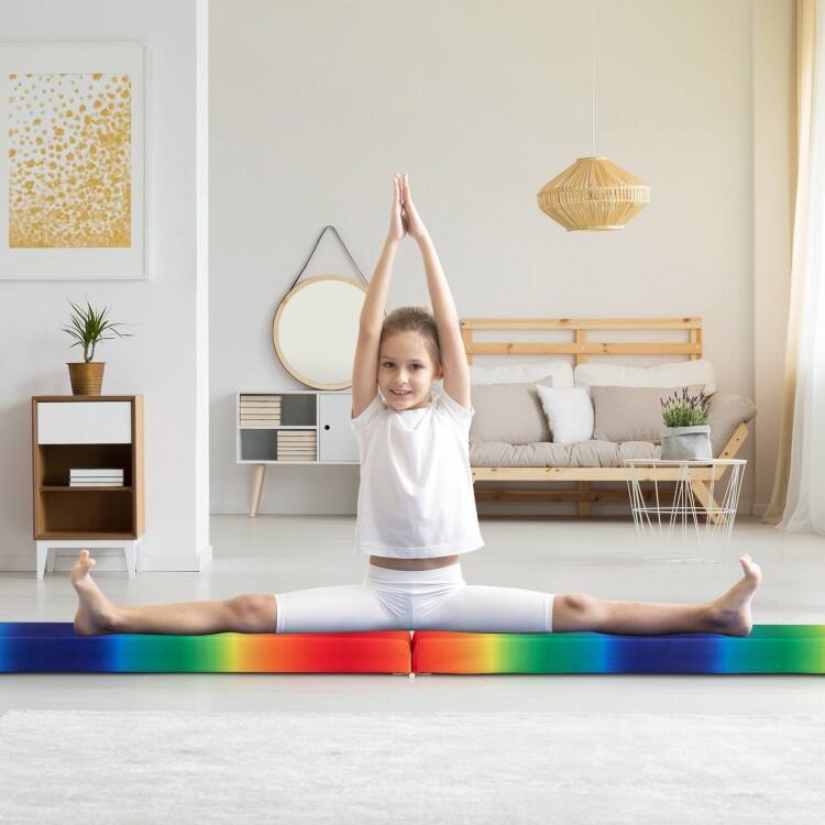 9 Feet Kids Balance Beam for Home Foldable Gymnastics Beam with Non-Slip Bottom and Wood Frame - 108” x 4" x 3" (L x W x H)