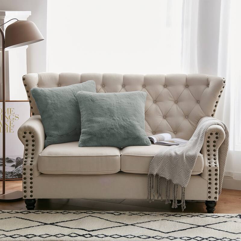 Serenta Heavy Fauxfur Pillow Shell 2 PC Set, NO INSERT - 20" x 20" - Silver