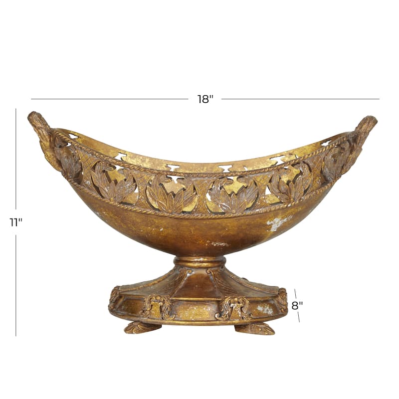 Polystone Floral Ornate Decorative Bowl - Bronze - Roche River Decor