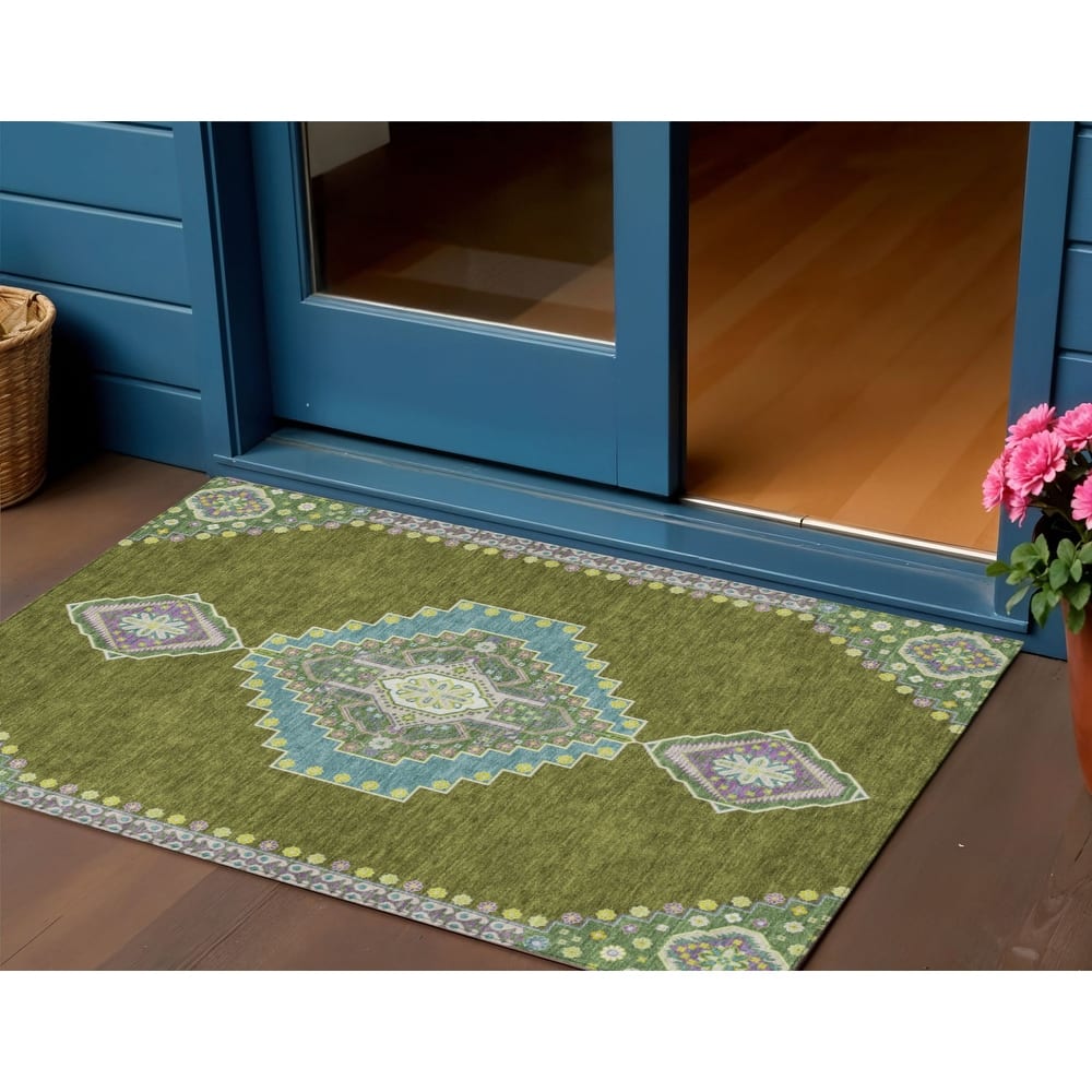 HomeRoots Oriental Traditional Rectangle Outdoor Rug