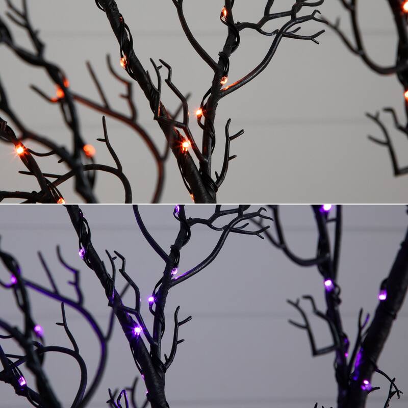 Pre-Lit Potted Artificial Twig Tree - 5’ - Dual Color LED Lights