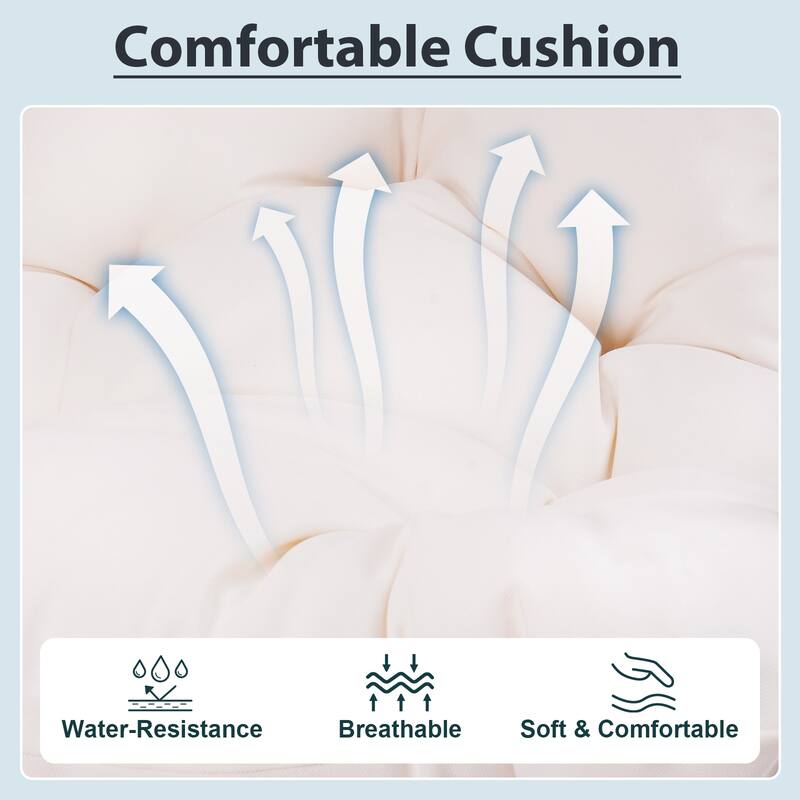 Outdoor Egg Hanging Chair, Swing Chair with Stand & Aluminum-Steel Frame, Patio Rattan Wicker Hanging Swing Egg Chair