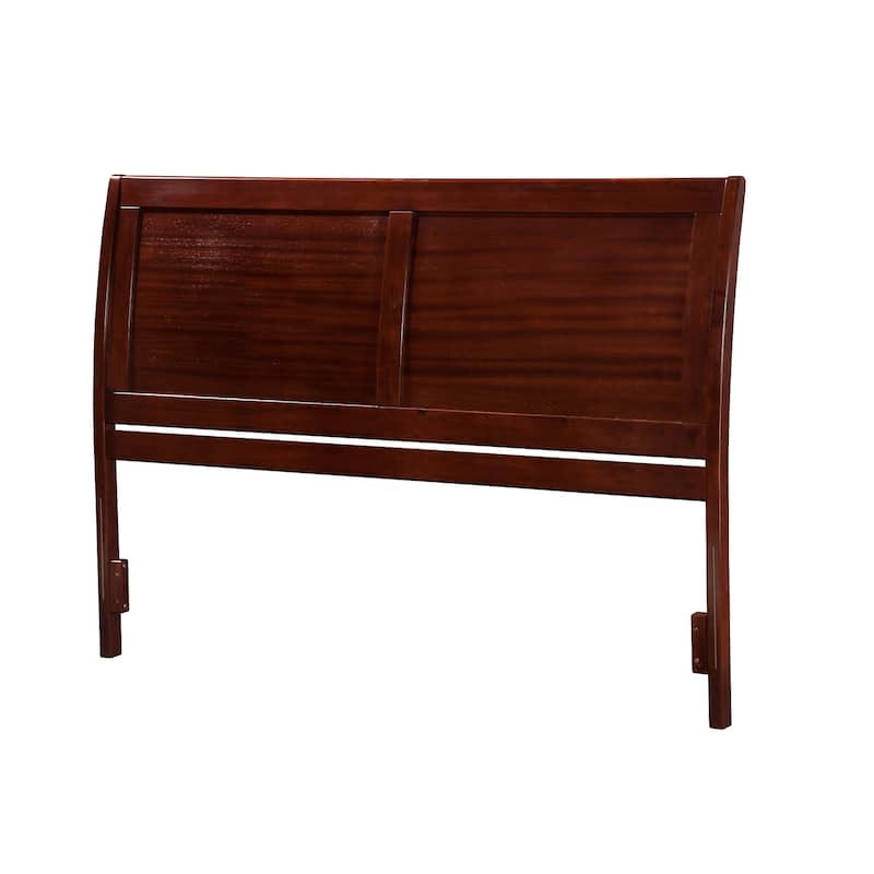 Sleigh Style Full Size Wood Headboard with Elegant Curves, USB Charger, and Easy Attachment to Bed Frames