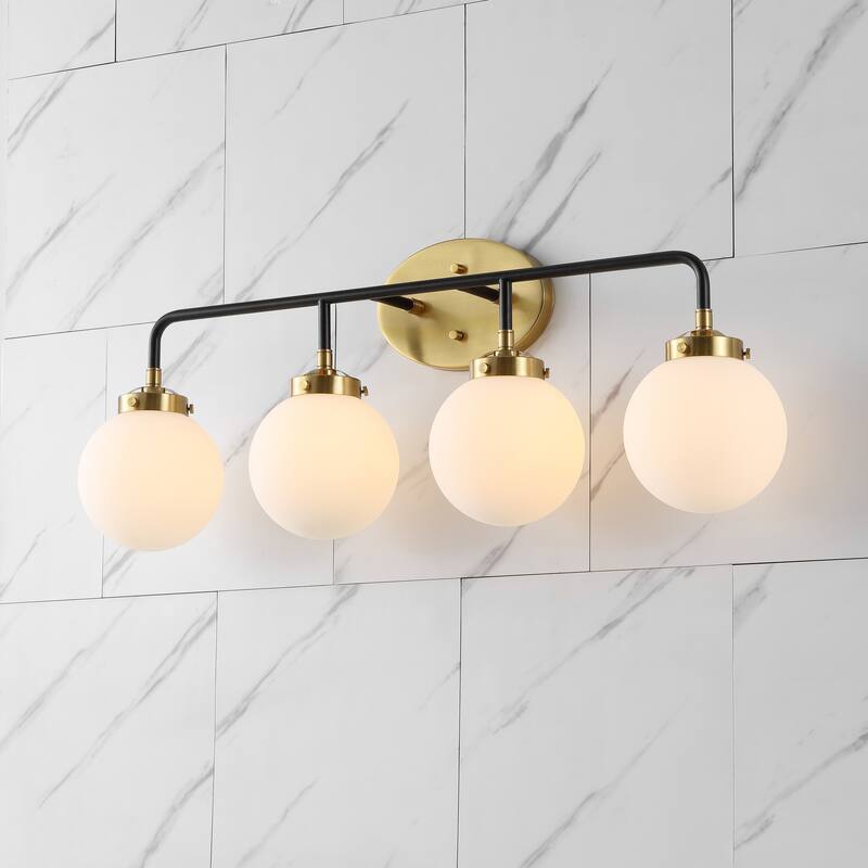 Bevin Contemporary Transitional Iron/Glass LED Vanity Light, by JONATHAN Y