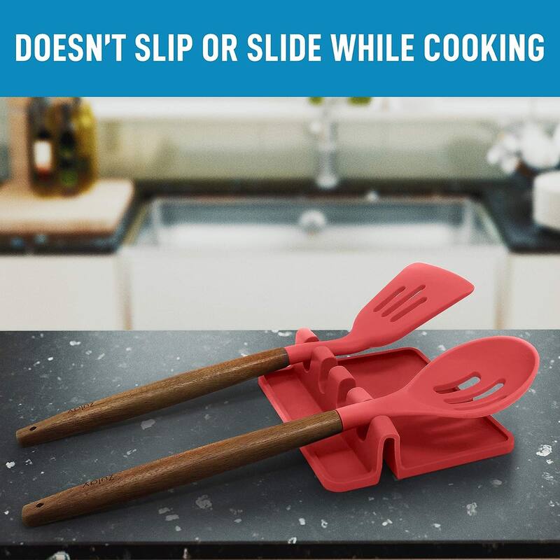 Zulay Kitchen Silicone Utensil Rest with Drip Pad