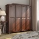 preview thumbnail 5 of 18, Palace Imports 100% Solid Wood Kyle 4-Door Wardrobe Armoire with Solid Wood or Mirrored Doors Mocha