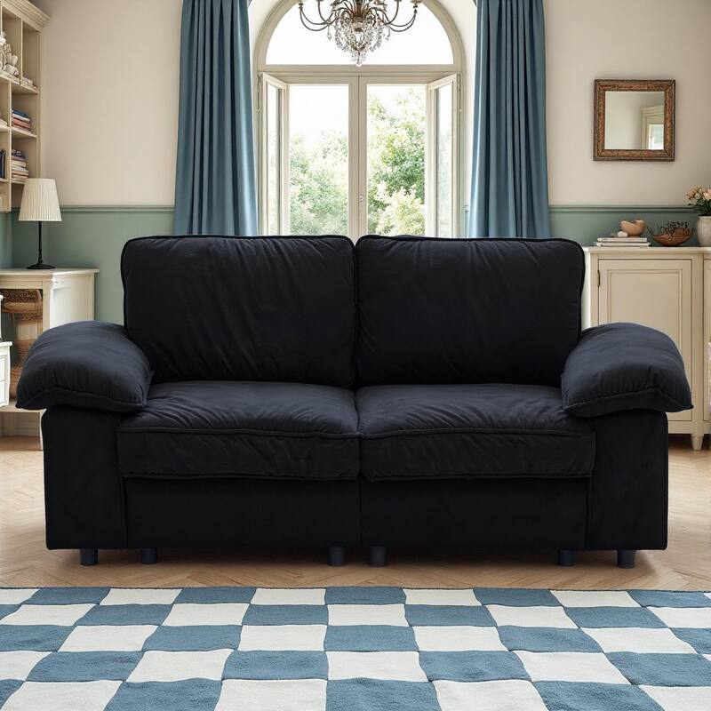 79" Loveseat Sofa Couch with Under-Seat Storage, Elegant 2-Seater Settee with Pillow Top Armrests for Living Room