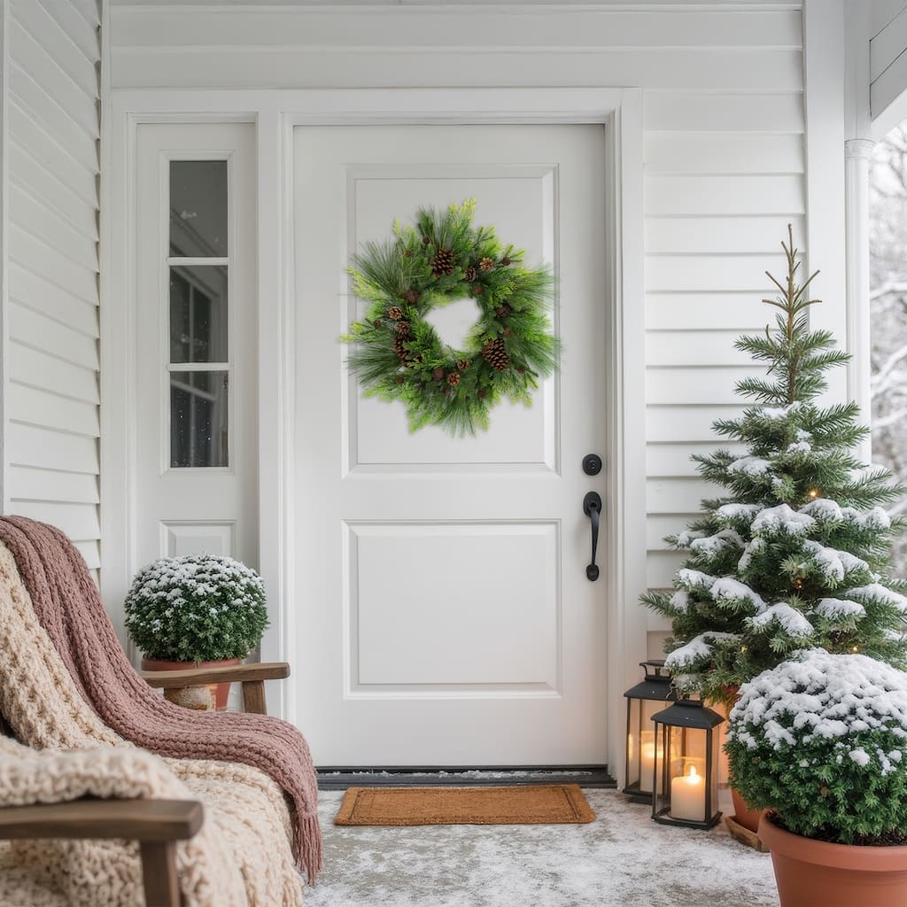 Real Touch™️ Pinecones and Jingle Bells Artificial Christmas Wreath - 26" - Unlit