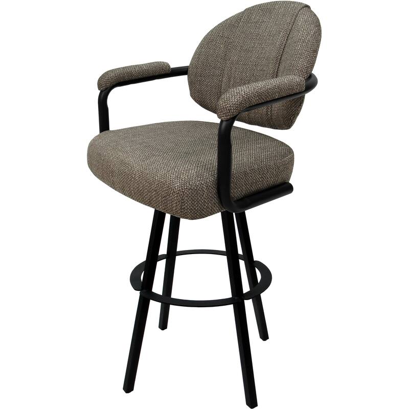 Swivel Metal Bar Stool M-70 on Warren Base - Plumley Cocoa - Black - Counter Height