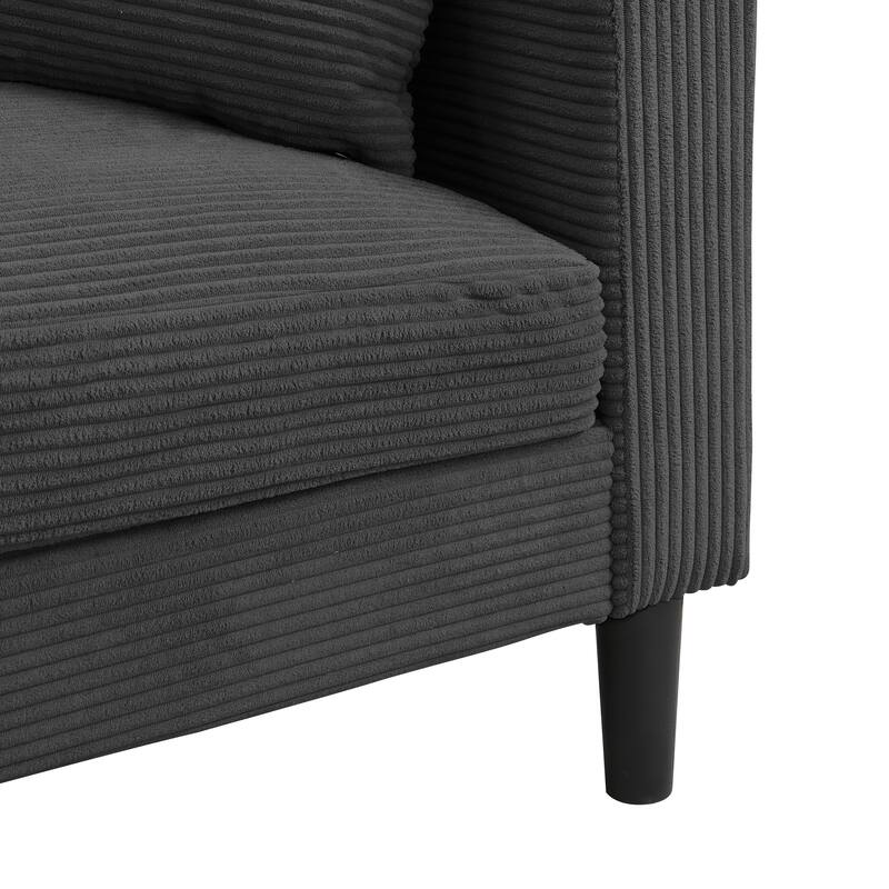 5-Seat Corduroy Sofa Set (3+2) with Sponge Cushions & Hardwood Frame