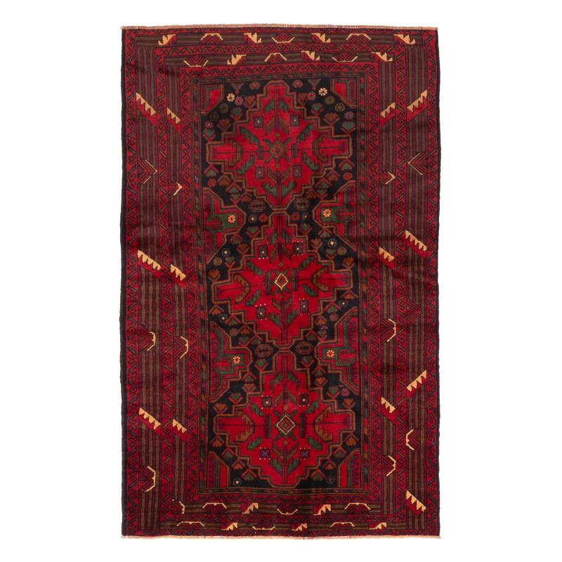ECARPETGALLERY Hand-knotted Teimani Red Wool Rug - 3'10 x 6'3