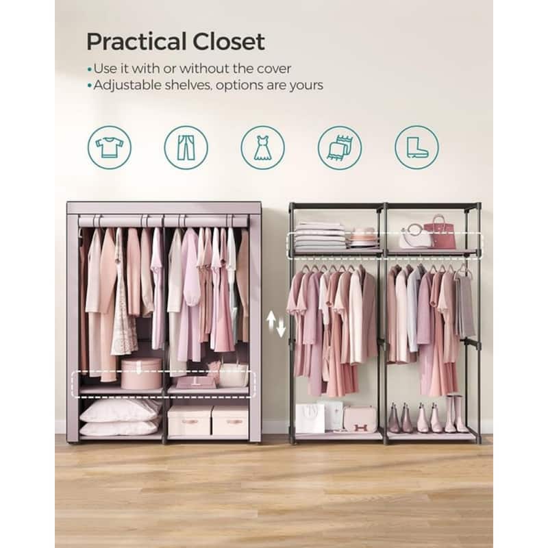 Closet Wardrobe, Bedroom Portable Closet, Clothes Storage Organizer, 55.1 x 16.9 x 68.5 inches