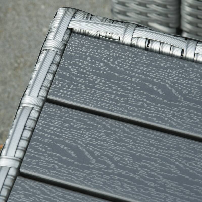 Outsunny 6 PCS Outdoor Rattan Wicker Sofa Set Patio All Weather Furniture w/ Tea Table & Cushion for Backyard Garden Grey