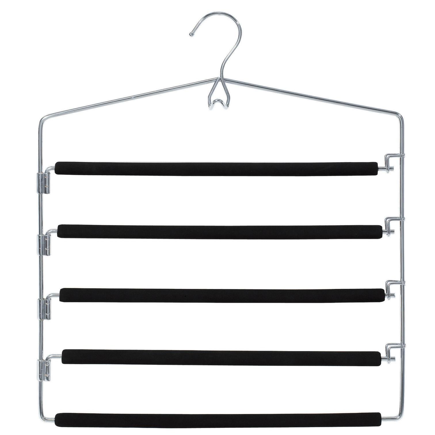 4 Tier Black Trouser Clothes Hanger Non Slip Space Saving 4 Bar Velvet Set UK