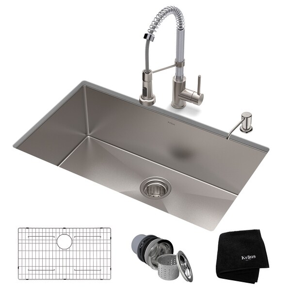 Kraus 3-in-1 Set Undermount Kitchen Sink, Pulldown Faucet, Dispenser. Opens flyout.