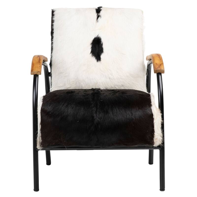 Ethan Genuine Goat Hide Upholstered Occasional Chair, Black/White