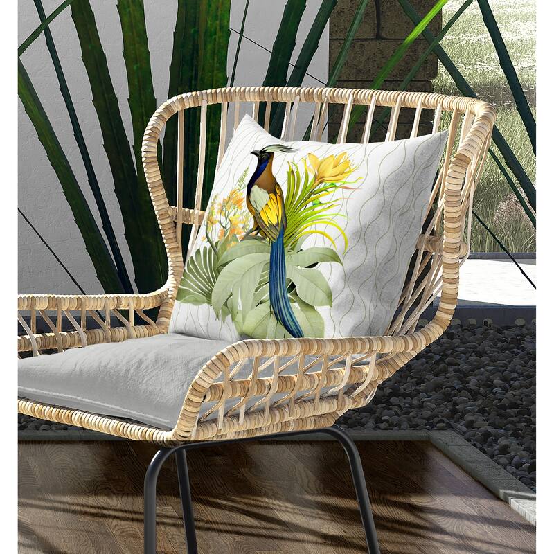 Woodland Flyers Indoor/Outdoor Reversible Throw Pillow White and Green