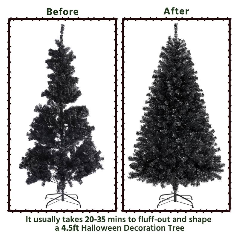 Yaheetech Prelit Halloween Black Spruce Hinged Christmas Pine Tree