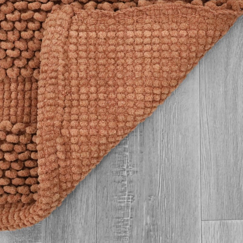 Sophie Border Ultra-plush Chenille Non-Slip Cotton Bath Mat
