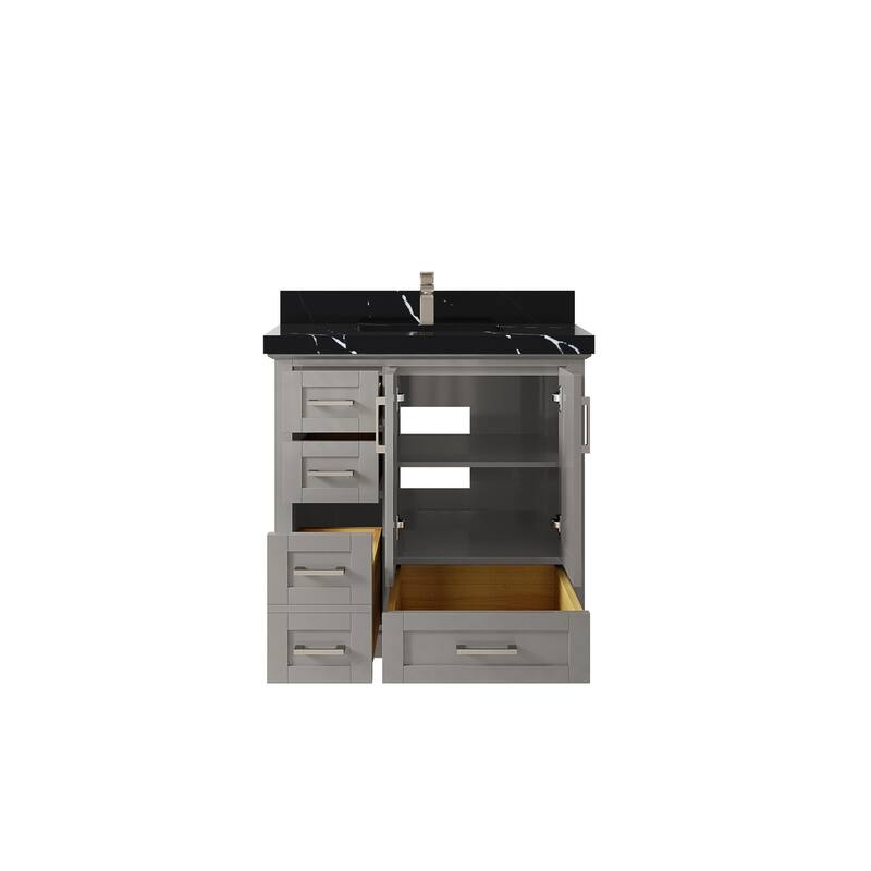 Willow Collections 36 x 22 Boston Center Sink Right Bathroom Vanity with Countertop