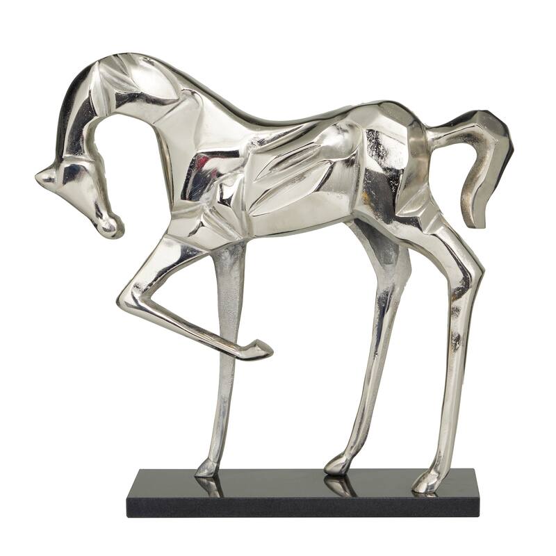 Majestic Aluminum Metal Horse Sculpture - Silver, Gold, Black