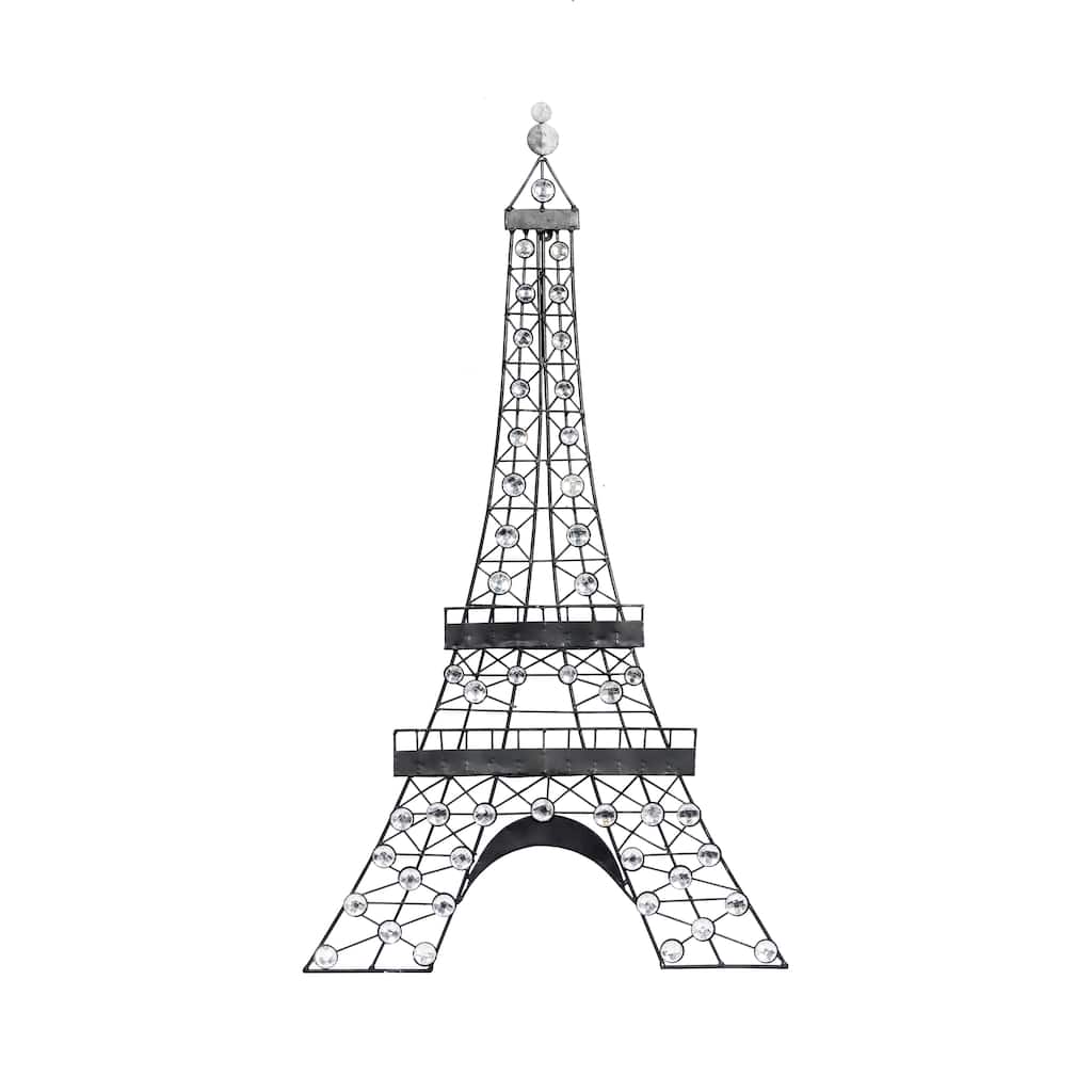 Metal Eiffel Tower 3D Wire Wall Decor with Crystal Embellishments - Black - Roche River Decor