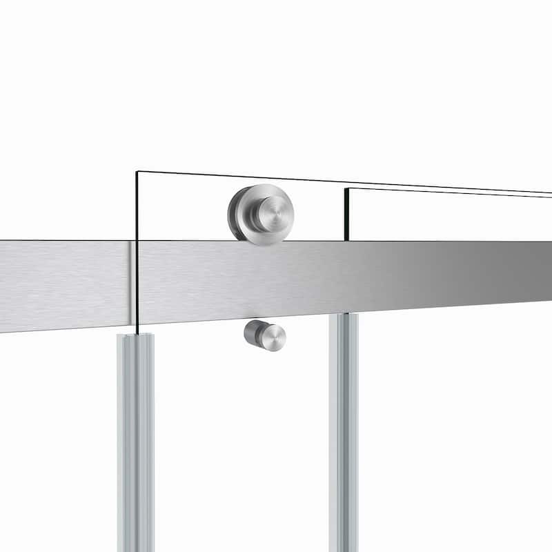 Spezia 68" W x 76" H Sliding Frameless Shower Door in Brushed Nickel