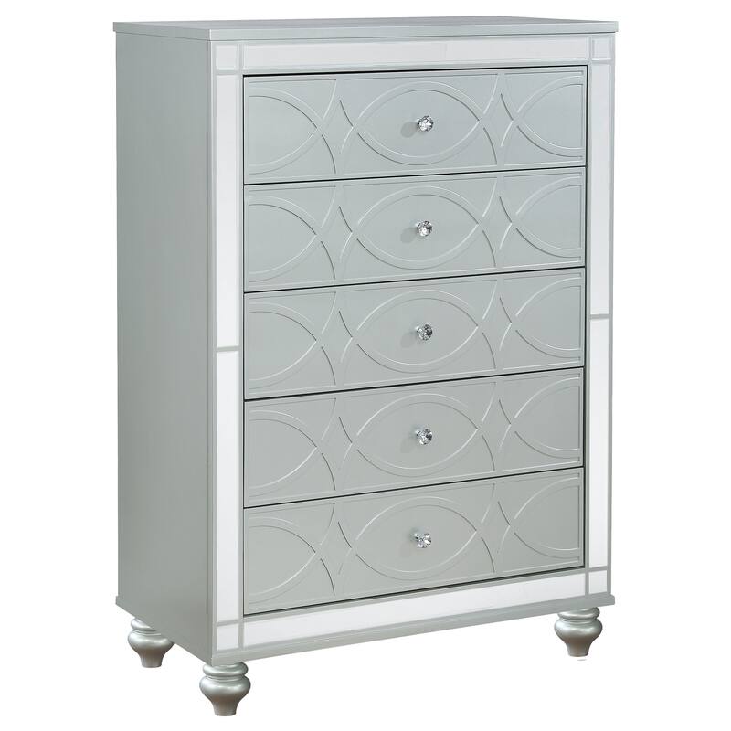 Gunnison Bedroom Set with LED Lighting Silver Metallic