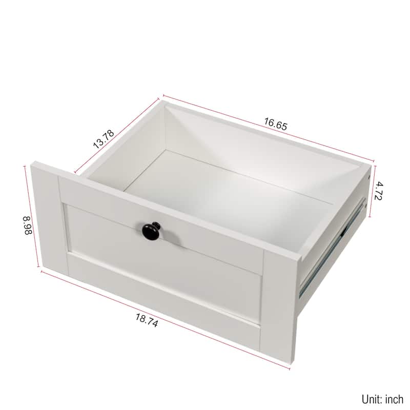 Roomfitters 2-in-1 Coat Rack and Nightstand, Freestanding Wood Bedside Storage Organizer with Drawers and Hooks, White