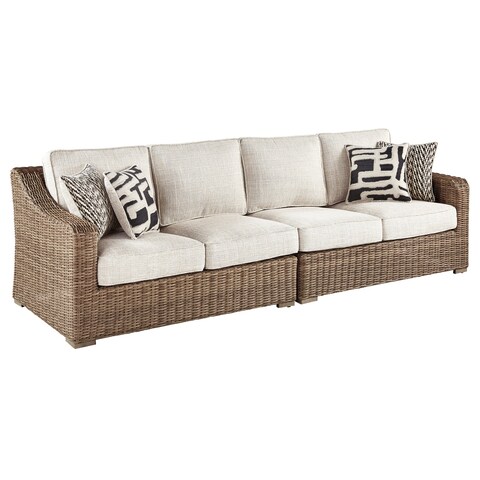 Beachcroft Outdoor Left and Right Arm Facing Loveseats - Beige
