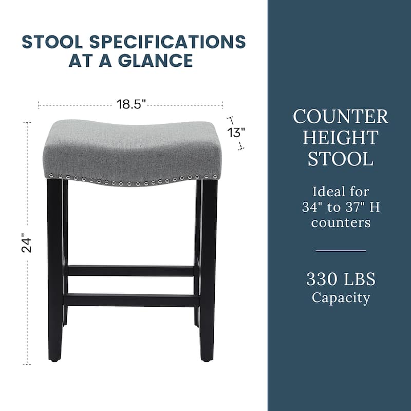 Jameson Upholstered Polyester Black 24 Inch Counter Stool