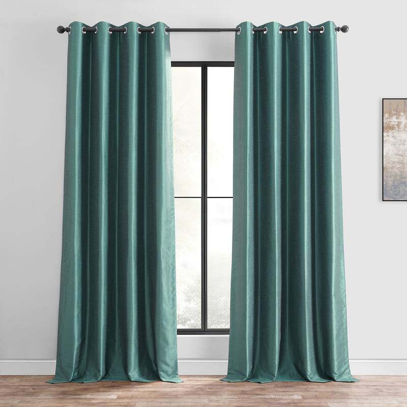 Exclusive Fabrics Textured Dupioni Faux Silk 108-inch Blackout Grommet Curtain (1 Panel) - 50 x 108