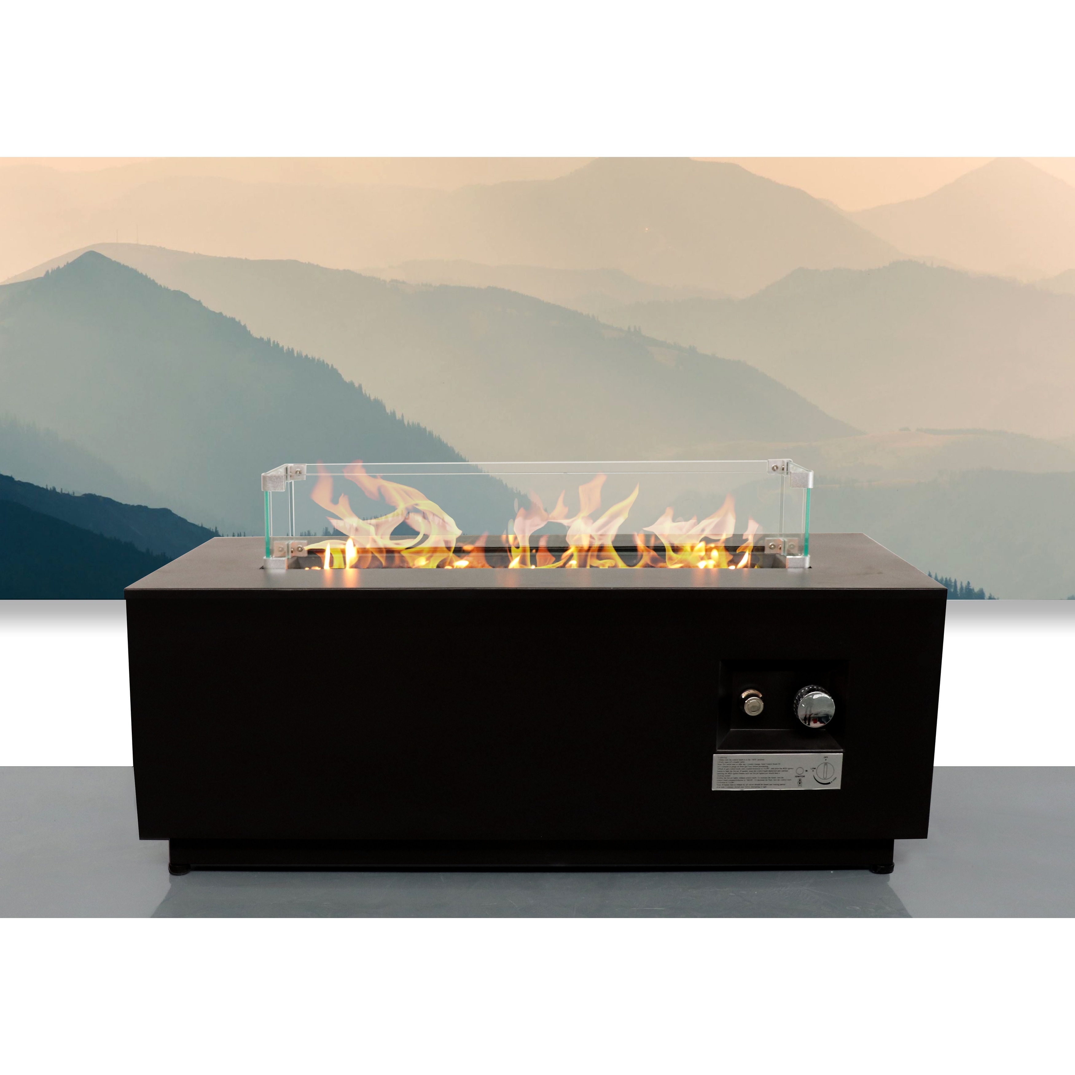 Modern fire pit table,16 H x 42 W Steel Outdoor Fire Pit Table with Lid,50000BTU Natural gas