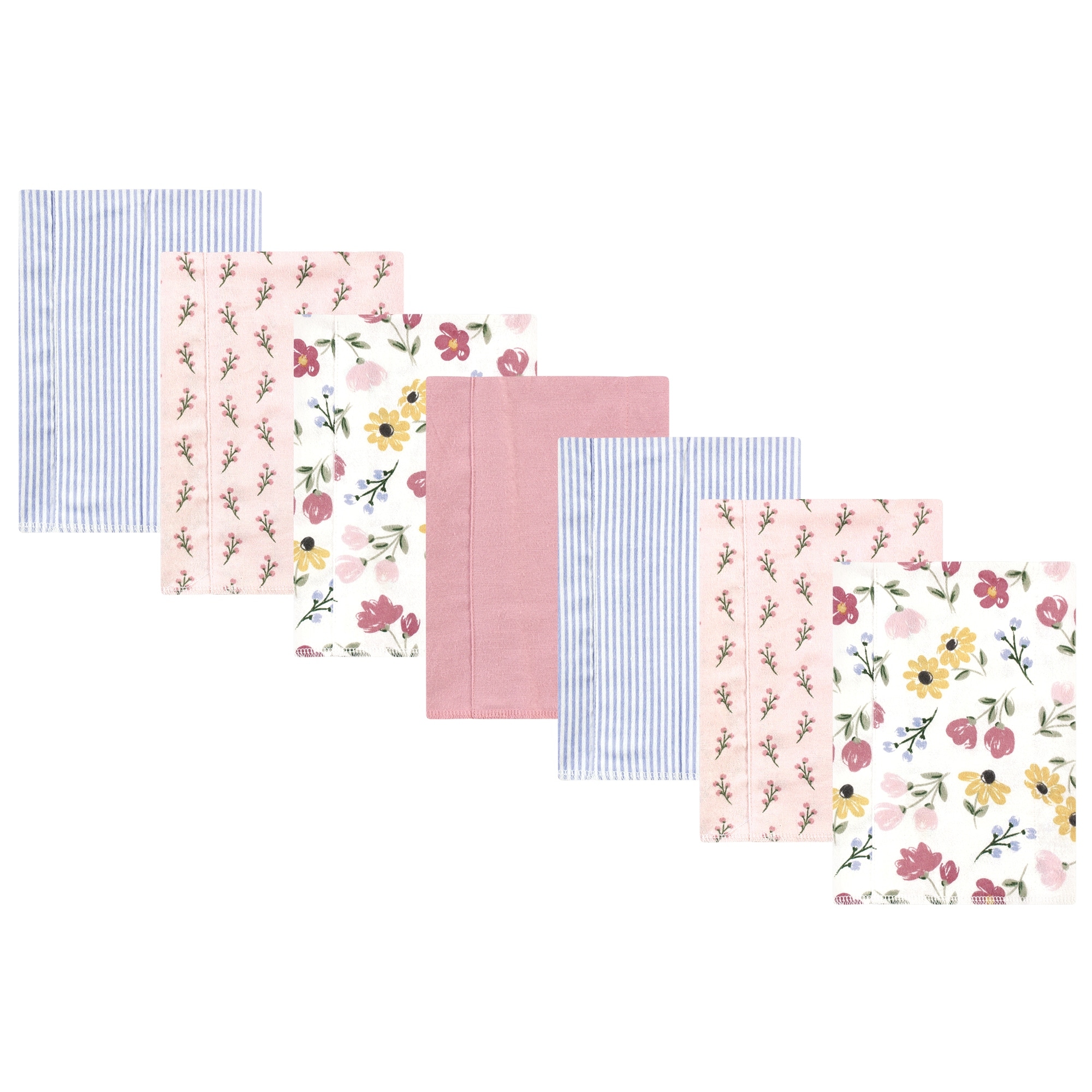 Hudson Baby Infant Girl Cotton Flannel Burp Cloths, Soft Painted Floral 7 Pack, One Size - Soft Painted Floral 7 Pack - One Size