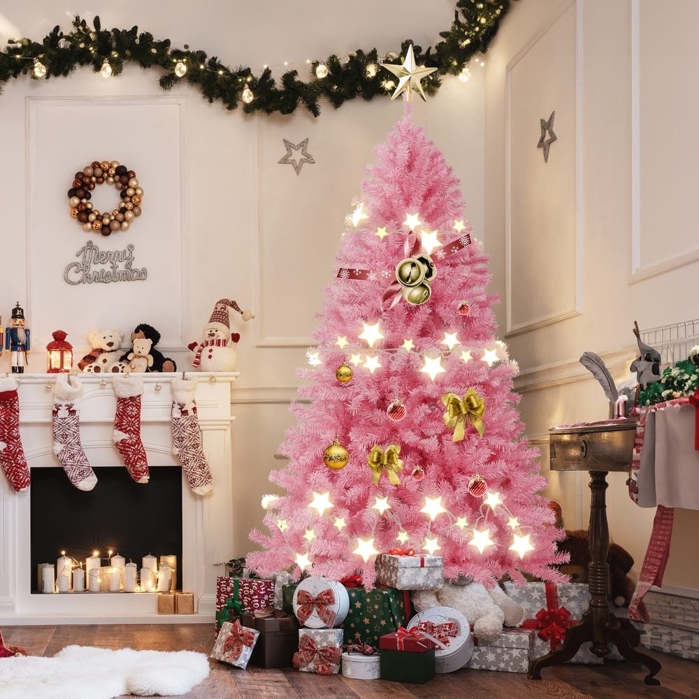 6FT/7.5FT Artificial Pine Christmas Tree with Durable Metal Stand,